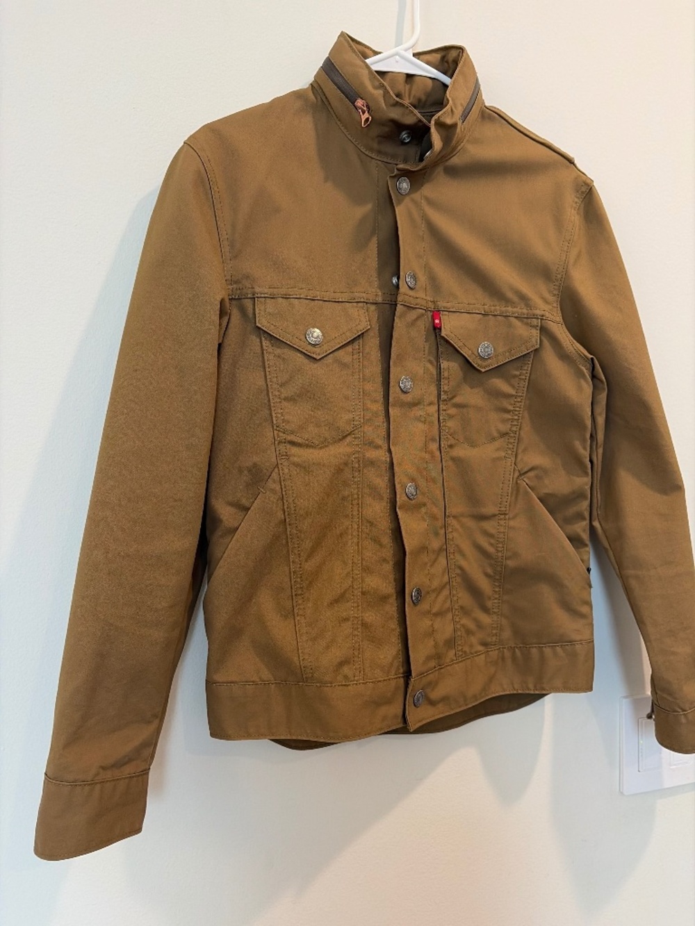Levi's Commuter Trucker Jacket | Brown Canvas Hooded Cycling Utility | Mens S